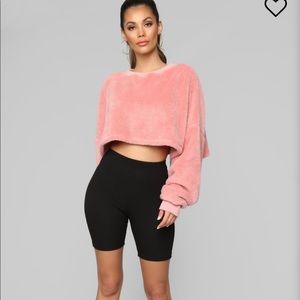 Fashion Nova Angel Of Mine Fuzzy Crop Top XS